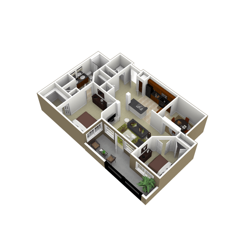 Floor plan for 1 bed, 1 bath, 1203 sqft